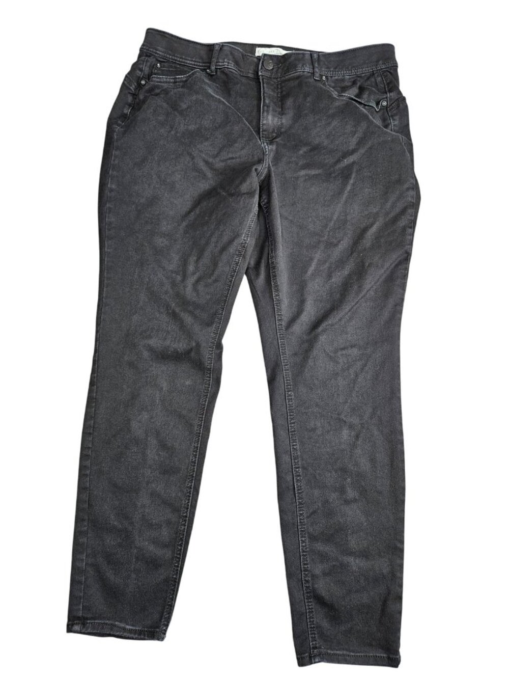 EST. 1946 Classic Denim Straight Jeans Womens 18W Charcoal Wash Mid Rise Stretch